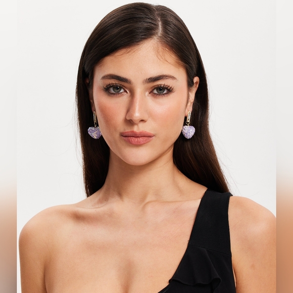 New! Iridescent Lavender Rhinestone Dangle Earrings - Picture 8 of 9